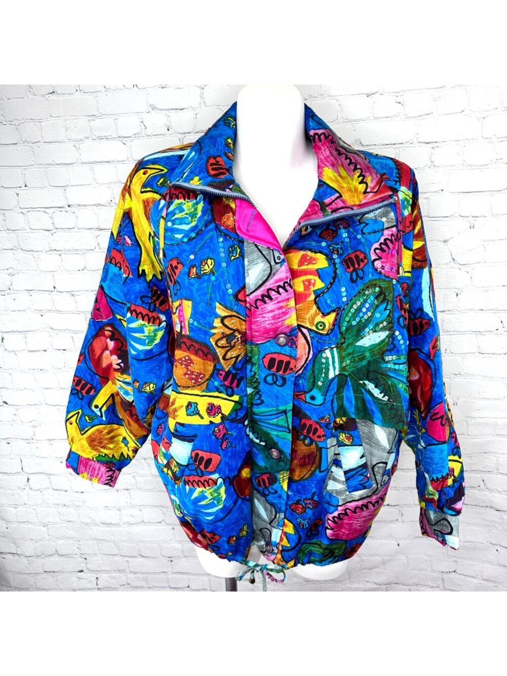 VINTAGE JA RESORT COLORFUL PUFFY SEQUIN ACCENT JACKET - M